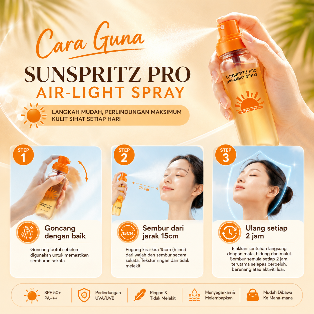 Cara guna Spray Sunscreen Lerskin